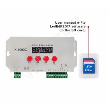 

K-1000C LED Pixels Program Controller (T-1000S Updated) 2048 Pixels DC5V-24V For WS2812B WS2811 APA102 SK6812 WS2801 LED Strip