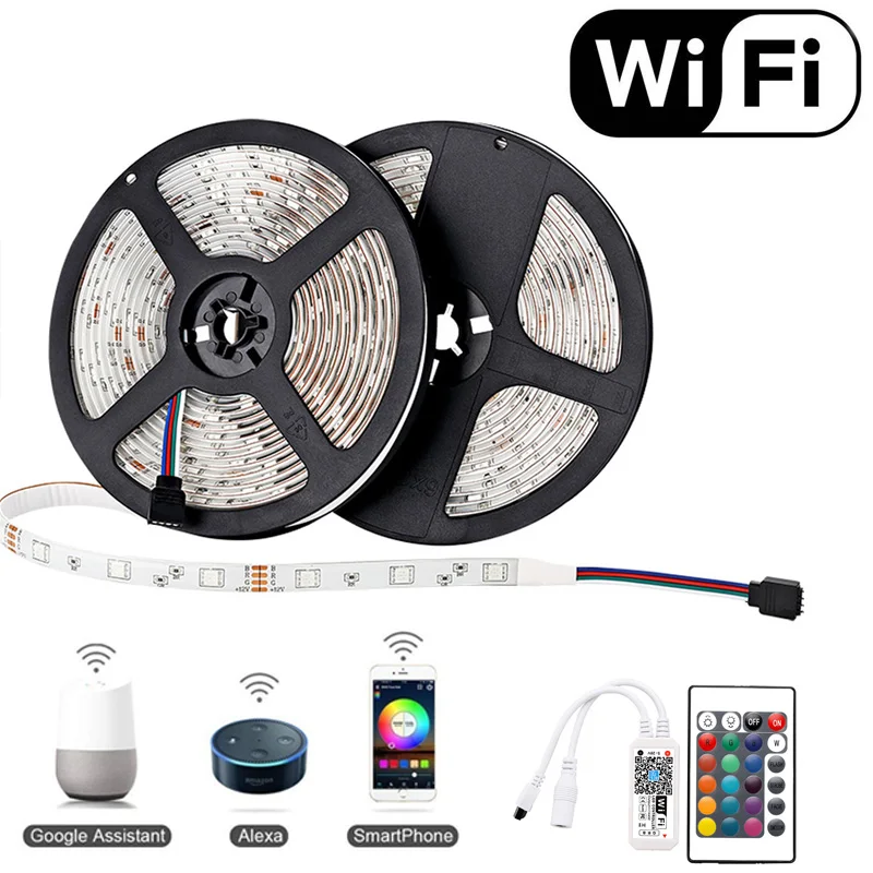 

Smart LED Strip Christmas Party Lighting WiFi Lights Waterproof RGB 5050 LED Light Kit Work with Alexa Google Home App Control