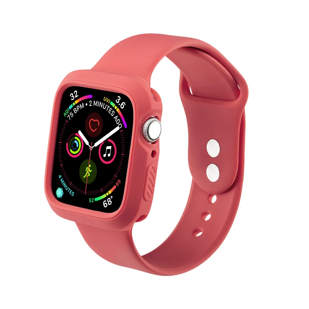 ProBefit Soft Silicone Bumper Watch Case+ WatchBand for Apple Watch 3 2 1 42MM 38MM Rubber Watch Strap for iWatch 5 4 40MM 44MM