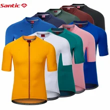 Santic-Camiseta de manga corta de ciclismo para hombre, camisa deportiva para montar en bicicleta de montaña, Top transpirable reflectante de secado rápido