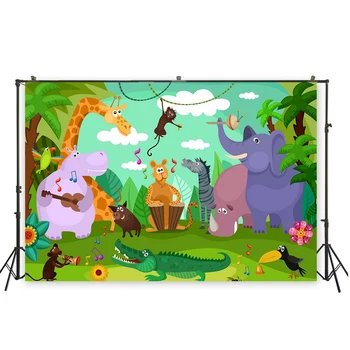 

HuaYi cartoon animals decoration white clouds backgorund photography children birthday party photoshoot XT-6541