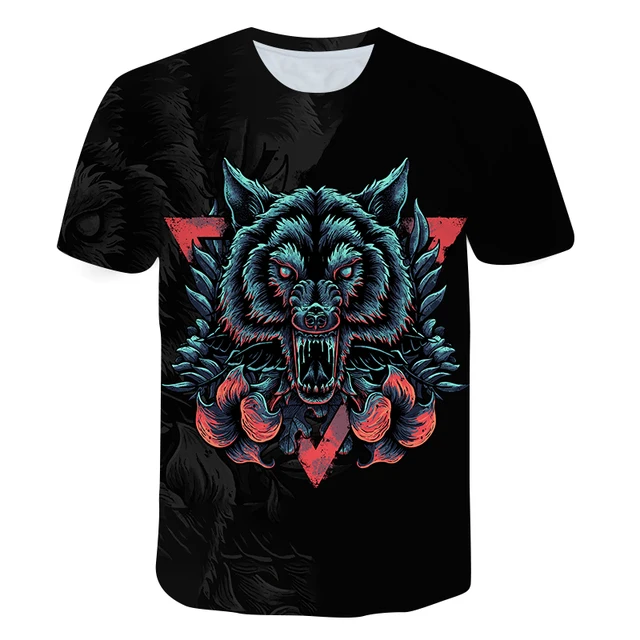 New Wolf T-shirt 3D Print Summer T shirt for Men Casual Oversized Men's Sports T-shirt O-neck hip hop Short Sleeve Tops Clothes t shirt for men-T887