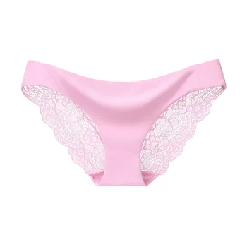 

European and American women's popular sexy lace women's low waisted triangle underwear ice silk traceless underwear