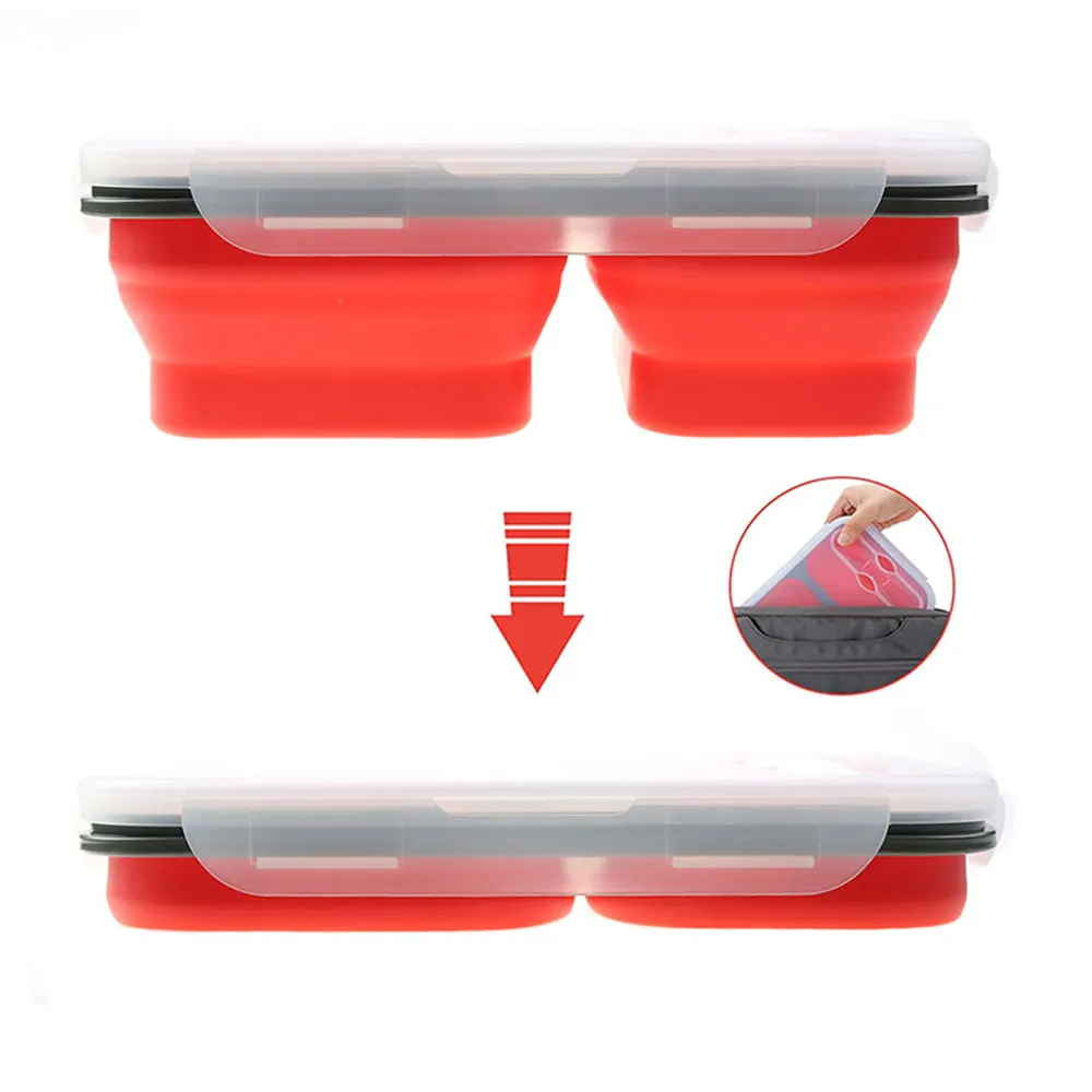 Silicone Collapsible Portable Lunch Box Folding Lunchbox Eco-Friendly 1300Ml