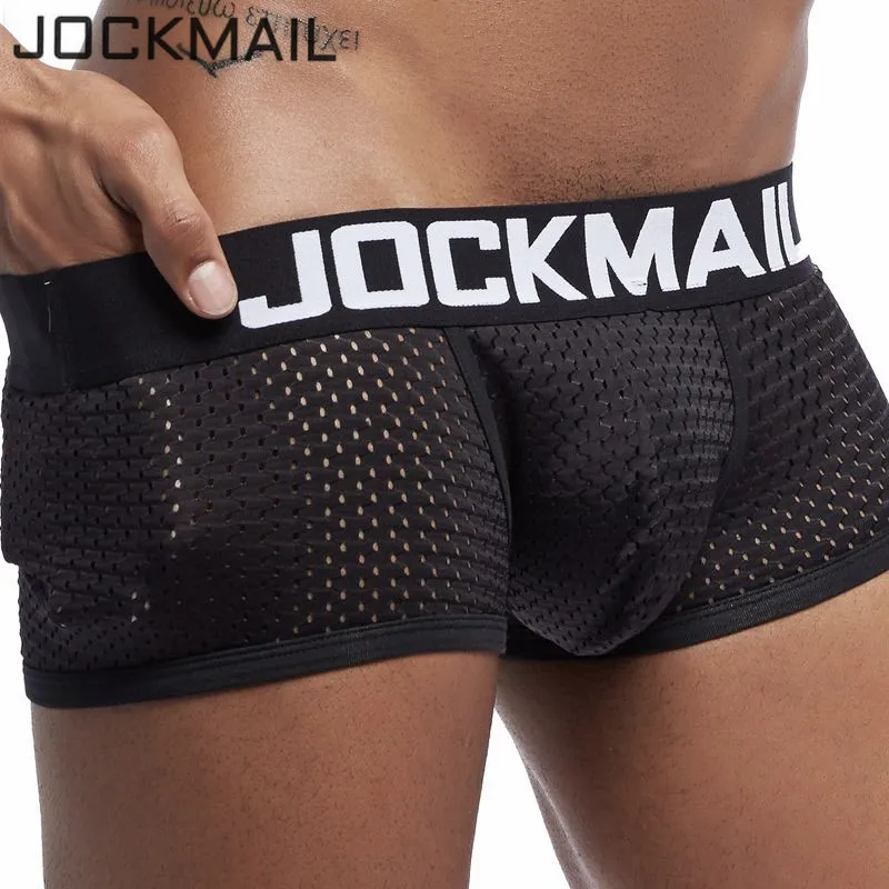 JOCKMAIL, новинка, сексуальное мужское нижнее белье, боксеры, дышащая сетка, боксеры, мужские трусы, cueca, гей, с мешочком для пениса, трусы для мужчин, s