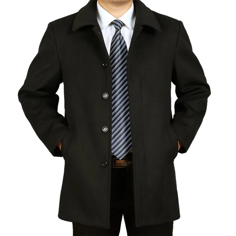 Autumn Winter mens jackets and coats male outerwear plus size thick smart casual Fashion loose woolen coat for men AVBXCV