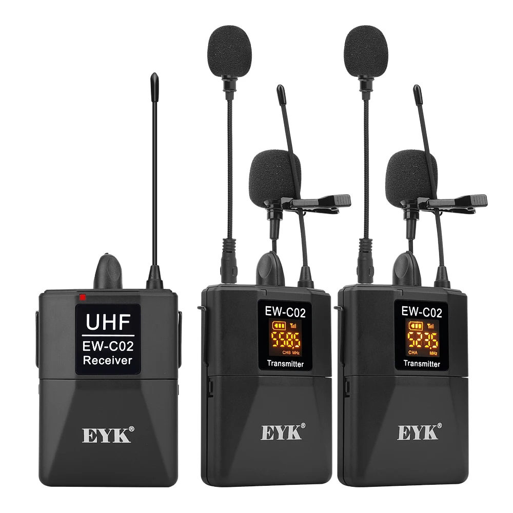 EYK 30 каналов DSLR камера телефон UHF беспроводной двойной петличный микрофон Система