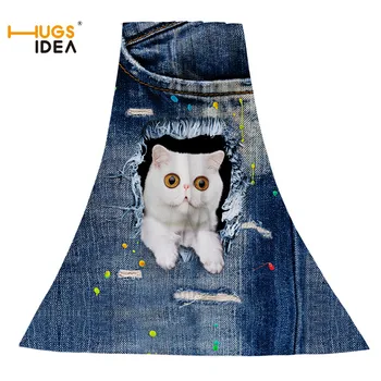 

HUGSIDEA Blue Denim 3D Animal Cat Mouse Printing Large Thick Towels Microfiber Home Textile Body Spa Bath Wrap Towel Baby Toalla