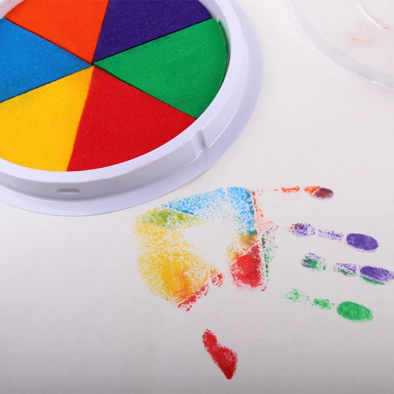 6 цветов чернила прокладка для печати DIY палец живопись ремесло картотека большой круглый для детей 72XF