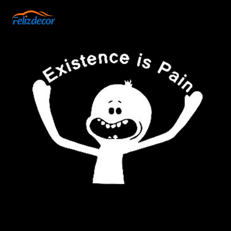 Black/Silver Funny Cartoon Existence Is Pain Car Stickers Vinyl Auto Laptop Car Door Window Decal Decoration C751 - Image 4