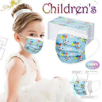 

50PC Cartoon Printing masks Children's Mask Disposable High Quality Mask Industrial 3Ply Earhook Breathable Protective masks