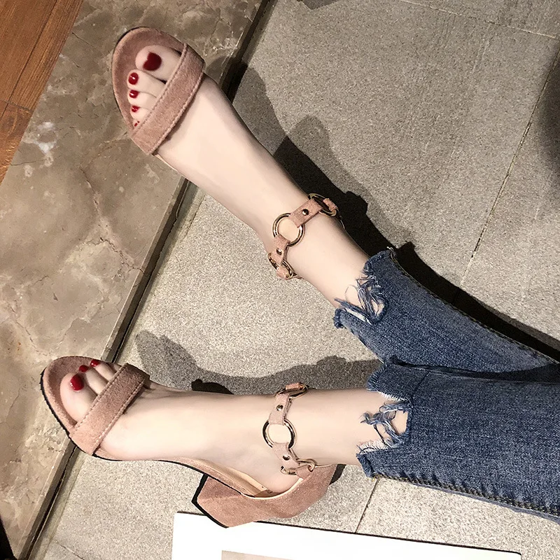 

Fairy Summer Eighteen-Year-Old High Heel Shoes-Style Chunky-Heel 2019 Students Daily Life Late Low Top Gentle Sandals Women's IN
