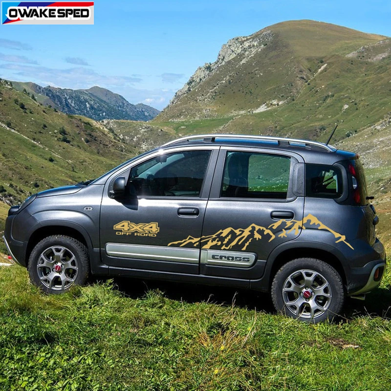 Mountain Graphics Vinyl Decal Car Styling Door Side Decor Sticker For-Fiat Panda 4X4 OFF RAOD Auto Body Customized Stickers (1)