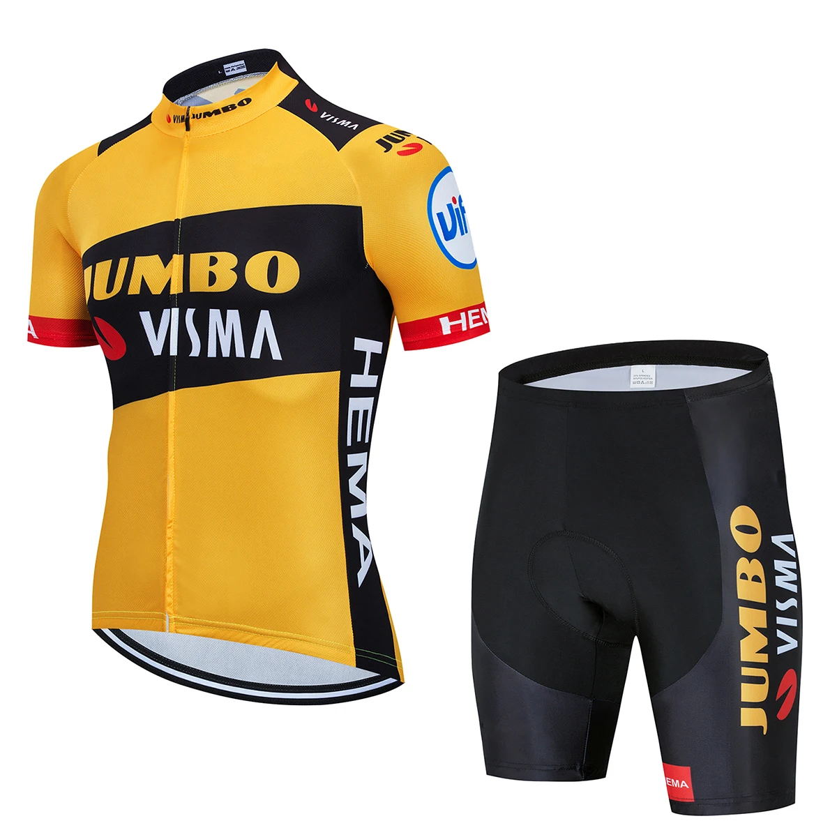 2020 JUMBO VISMA Cycling Jersey Short Sleeve Bicycling Jersey 19D Shorts MTB Bicycle Clothing Ropa Ciclismo Maillot Bike Wear