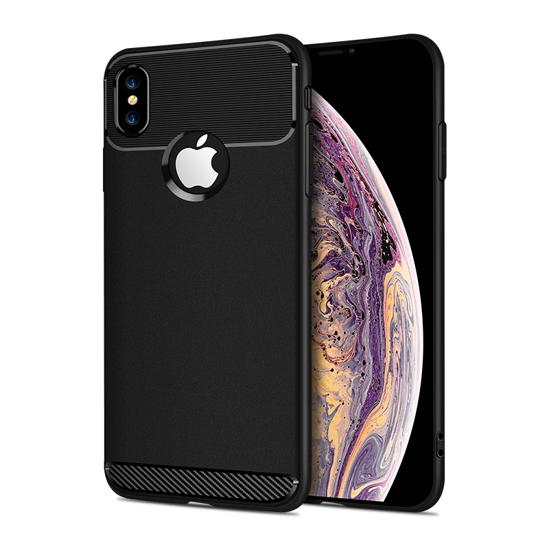 Чехол для iPhone XR X силиконовые чехлы 7 8 6 6s Plus XS Max ТПУ матовый углеродное волокно
