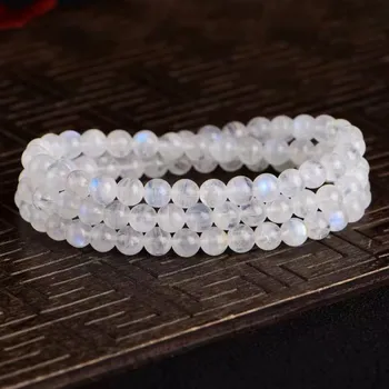 

Natural Crystal Moonlight Stone Bracelet Woman Fund White Moonlight Stone Circle Bracelet Hand String