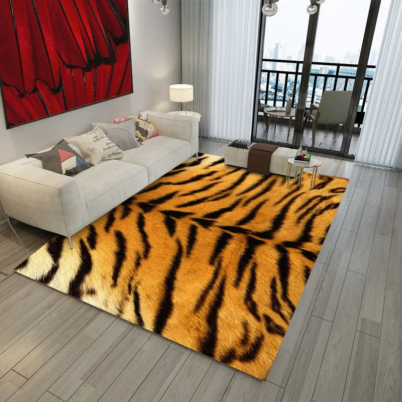 

Animal Pattern Doormat Fur Leather Leopard Print Area Rug Tiger Pattern Living Room Bedroom Carpet Floor Mat