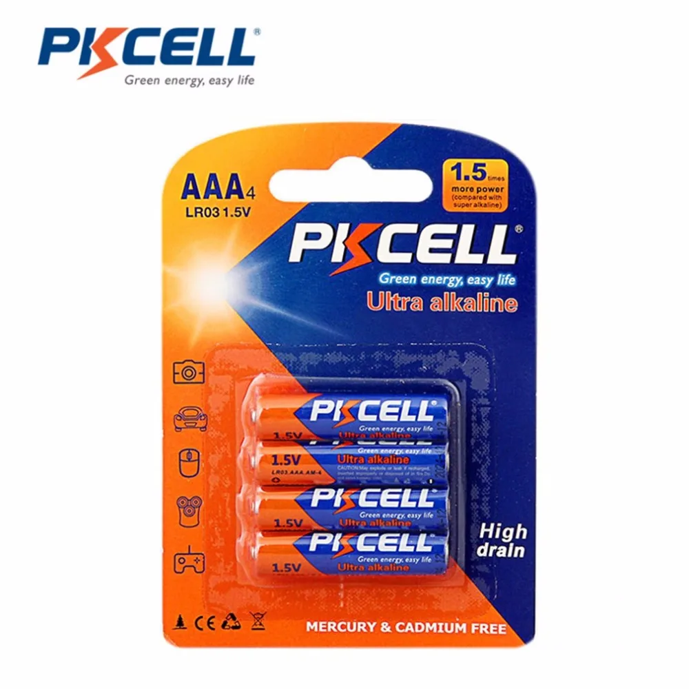 

4pcs/Card PKCELL 1.5V Battery AAA Alkaline Zinc-manganese Dioxide Dry Cell Batteries For Toys Remote Control Mouse