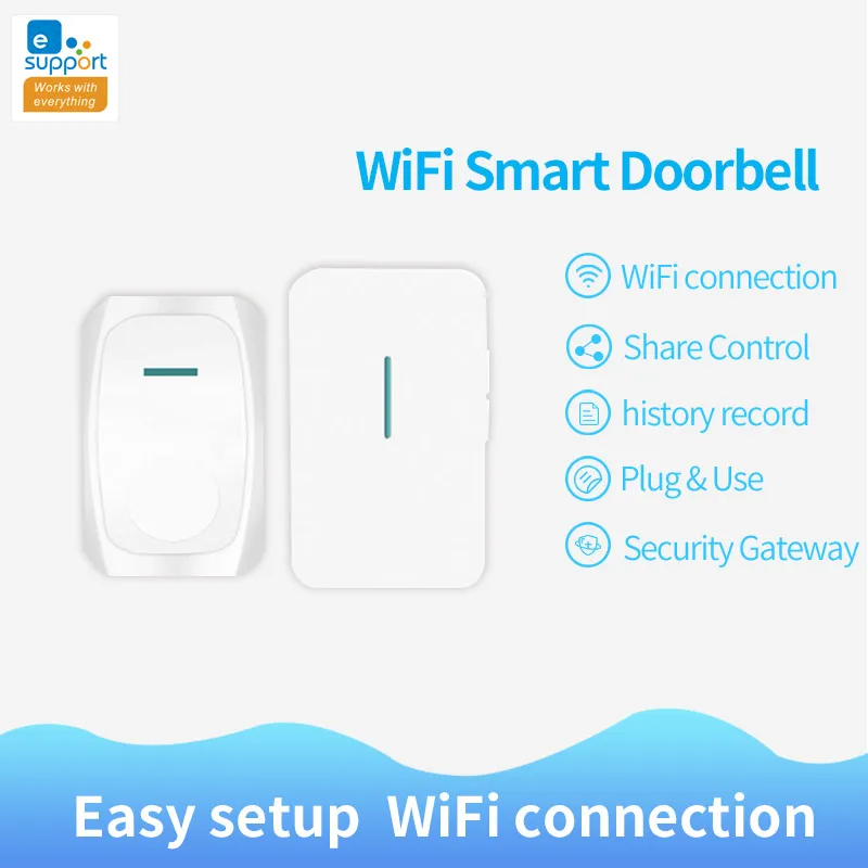 EWeLink WiFi Smart Doorbell Easy Setup APP Remote Control Door Bell Safety System Home Security Set Multiple Chimes US Standard |
