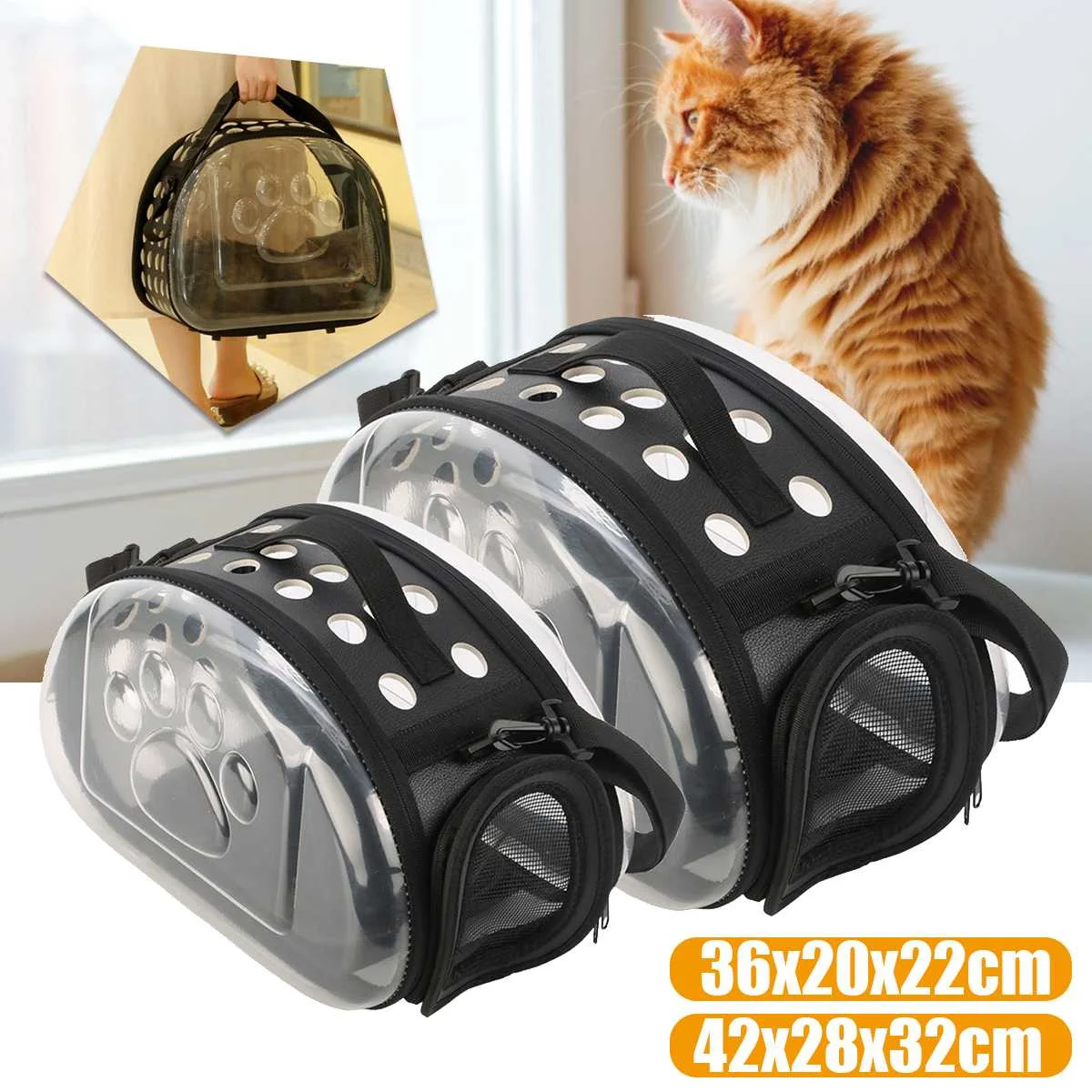 Переноска для домашних животных, прозрачная переноска для кошек, собак, дышащая переносная сумка для щенков, Китти, складная сумка для