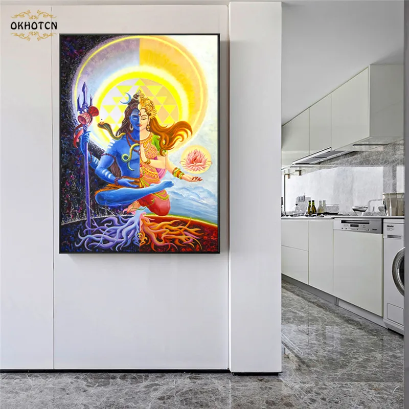 Lord Shiva Wall Art Canvas Painting Hindu Gods Posters Indian God Pictures For Living Room Religious Decorative Painting