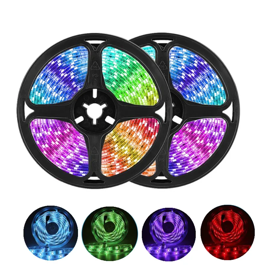 Светильник ная лента RGB 5050 SMD 3528 гибкая светодиодная 5 м 10 15 диодная DC 12 в + пульт