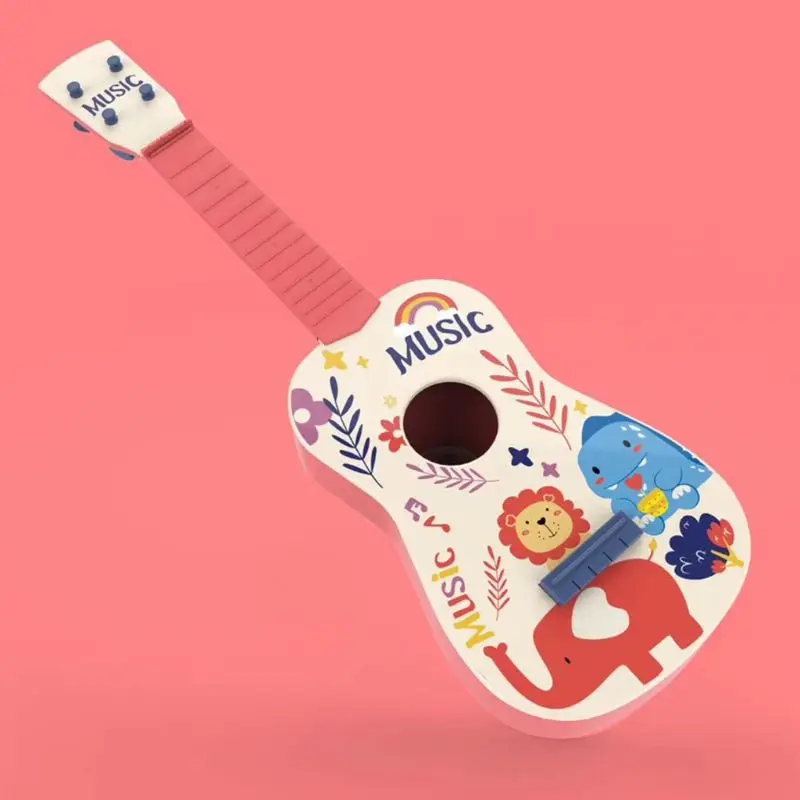 21 Inch Cute Cartoon 4 String Mini Wooden Guitar Kids Ukulele Musical Instrument Mini Wooden Guitar