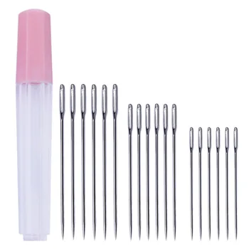 

100PCS Large Eye Stitching Needles Hand Sewing Needle for Leather Projects with Clear Bottle 52mm 60mm 65mm Leather Sewing Tools