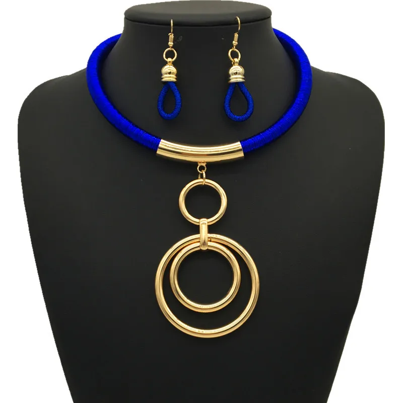 Günstige Afrikanische Mode Schmuck Set frauen Zubehör Metall Ring Anhänger Hochzeit Schmuck Set nigerian perlen halskette schmuck set