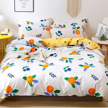 

WarmsLiving 4pcs Bed Cover Duvet Cover Set Flower Duvet Cover Bed Linens White Queen Size Bed Sheets Comforter Bedding Set
