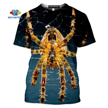 

Funny Spider On A Spider Web Men‘s T-shirt 3D Print Animals Tshirt Unisex Summer Short Sleeve Casual Hip Hop Fitness Clothing