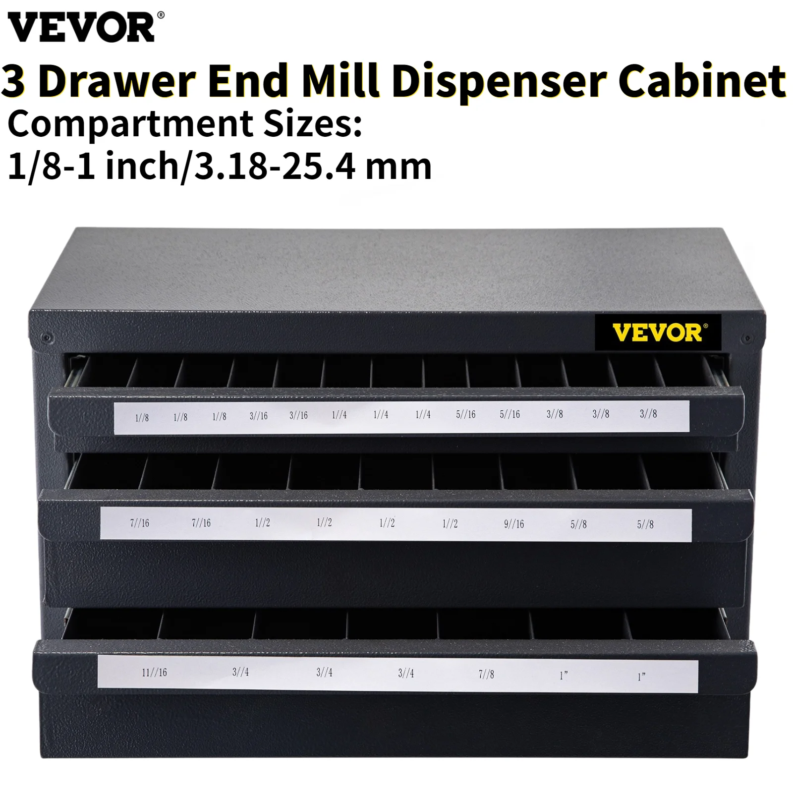 VEVOR Steel Stackable End Mill Dispenser Organize 3 Drawer