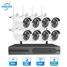 Wheezan система безопасности камеры 1080P 8CH Беспроводной NVR комплект CCTV Wifi домашний комплект ip-камер видеонаблюдения Открытый Водонепроницаемый P2P