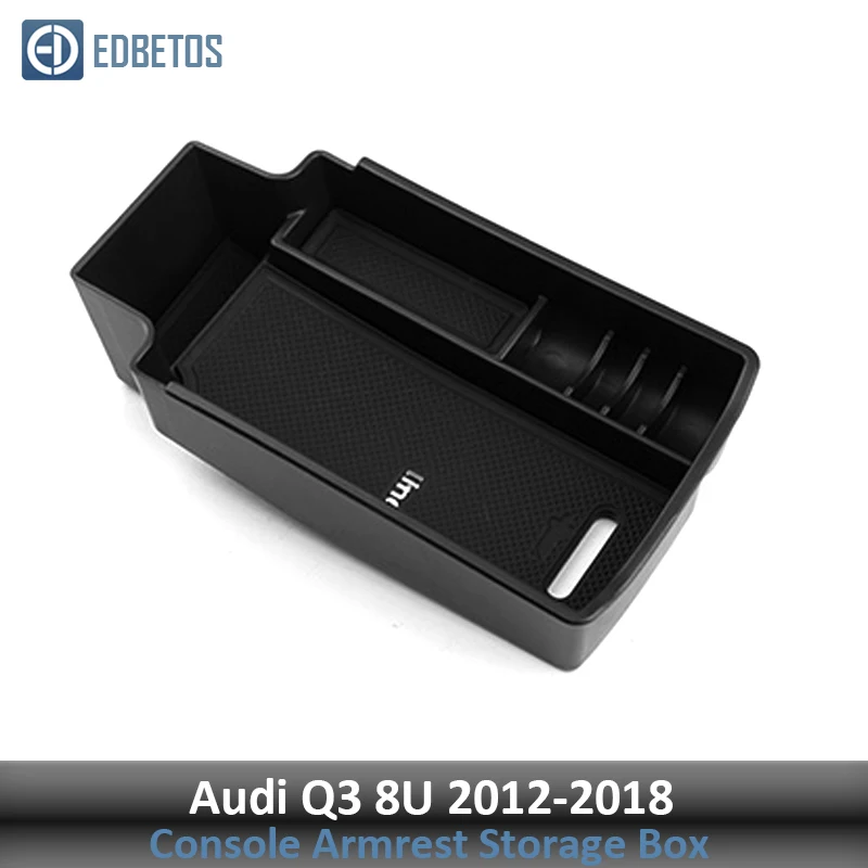 Подлокотник для хранения перчаток для Audi Q3 8U 2012 2013- центральная консоль Органайзер лоток Audi Q3 аксессуары для интерьера вторичный - Цвет: with Logo