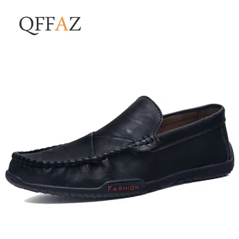

QFFAZ Men Loafers Shoes Luxury PU leather Slip-on Moccasins Casual Men Shoes fashion loafers Men's Flats driving Shoes