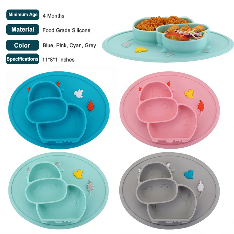 Buy Qshare 2ps Cow Baby Plate Children Food Feeding Bowl Placemat Baby Dishes Infant Feeding Cup Silicone Suction Baby Bowl In The Online Store Qshare Official Store At A Price Of 48 35