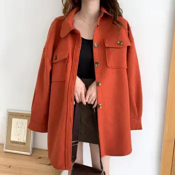 

Cashmere Woolen Women Coat Winter Fashion Vintage Warm Solid Button Woolen Coat Manteau Femme Abrigos Mujer Plaszcze Damskie