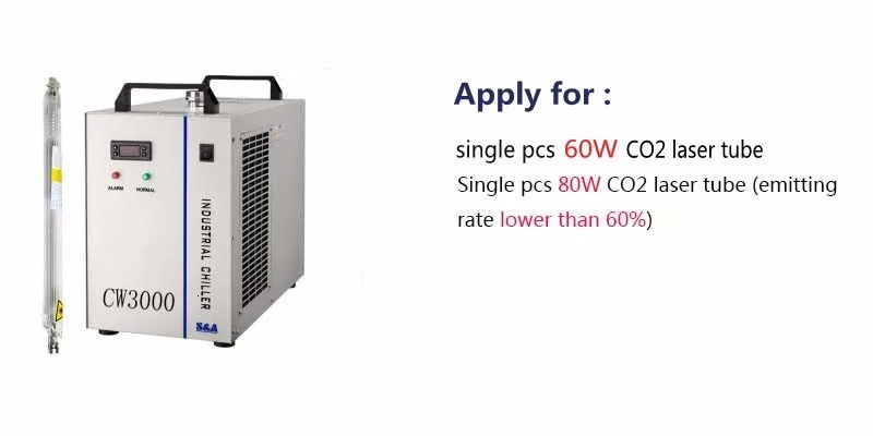 water chiller CW3000 for 60W 80W laser tube