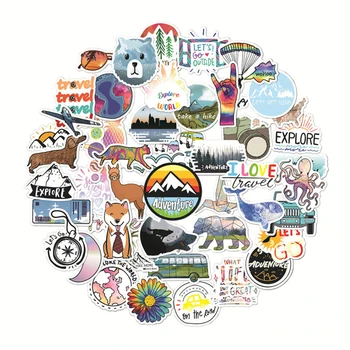 

50PCS Camping Travel Stickers for Kids Toy Wilderness Adventure Outdoor Landscape Waterproof Decal Sticker to DIY Laptop Luggage