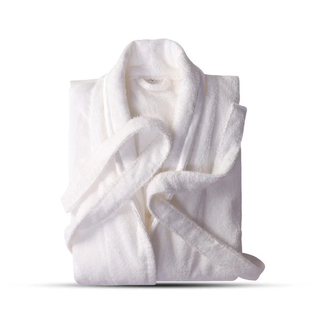 100% Cotton Toweling Terry Robe Lovers Soft Bath Robe Men And Women Nightrobe Sleepwear Male Casual Home Bathrobe Hotel Robe white 2