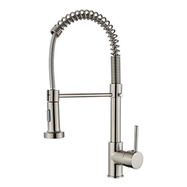 VGX Kitchen Faucet with Pull Down Sprayer Single Handle Mixer for Basin 360° Rotating Spring Style Taps Brass Chrome Gold Black 6