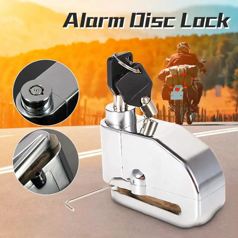 Bloqueio de Freio a Disco Ladrão com 2 Motocicleta Moto Roda Resistente Alarme Segurança Anti Teclas Cromo Scooter Sirene Bloqueio 6mm