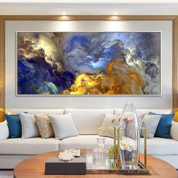 

Modern art print Abstract Color illusory oil painting poster blue landscape painting living room home decoration wall hanging
