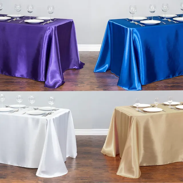 1pcs Solid Color Satin Table Cloth Tablecloth Table Cover Overlay For Birthday Wedding Banquet Restaurant Festival Party Supply 3