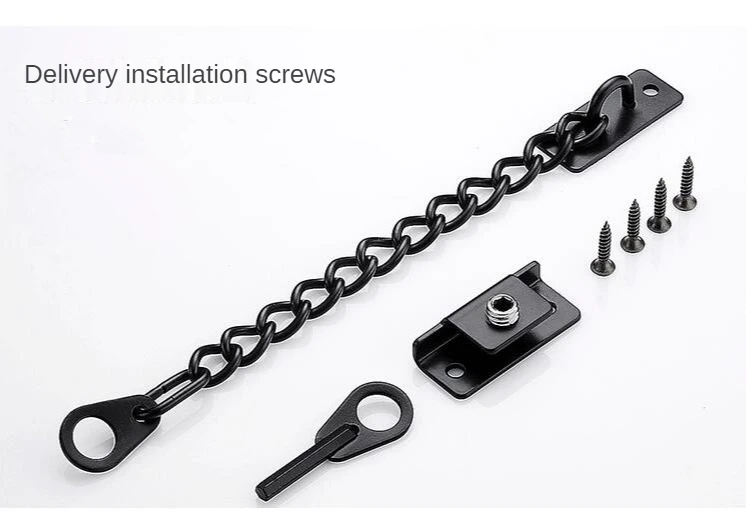 2 Catene Di Sicurezza Per Porta In Acciaio Inossidabile - Con Viti E Pulsante Anticaduta - Foto 4