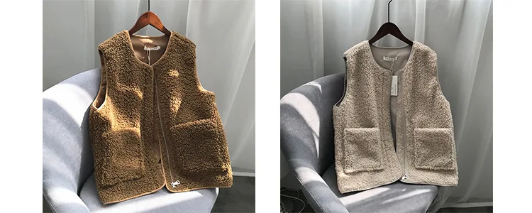 Lugentolo, женский жилет, зимний,, шерсть, корейский, простой, плюшевый, уютный, свободный, куртки, Повседневный, модный, без рукавов, однотонный, женский жилет
