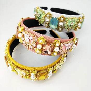 

Korean Princess Crown For a Girl Style Hair Ribbon Headbands for Women Headband Turban Hair Accessories Wide Handmade hairband