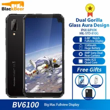 Blackview BV6100 Dual Gorilla 6,8" экран смартфон 3 ГБ+ 16 ГБ Android 9,0 IP68 водонепроницаемый мобильный телефон 5580 мАч NFC мобильный телефон