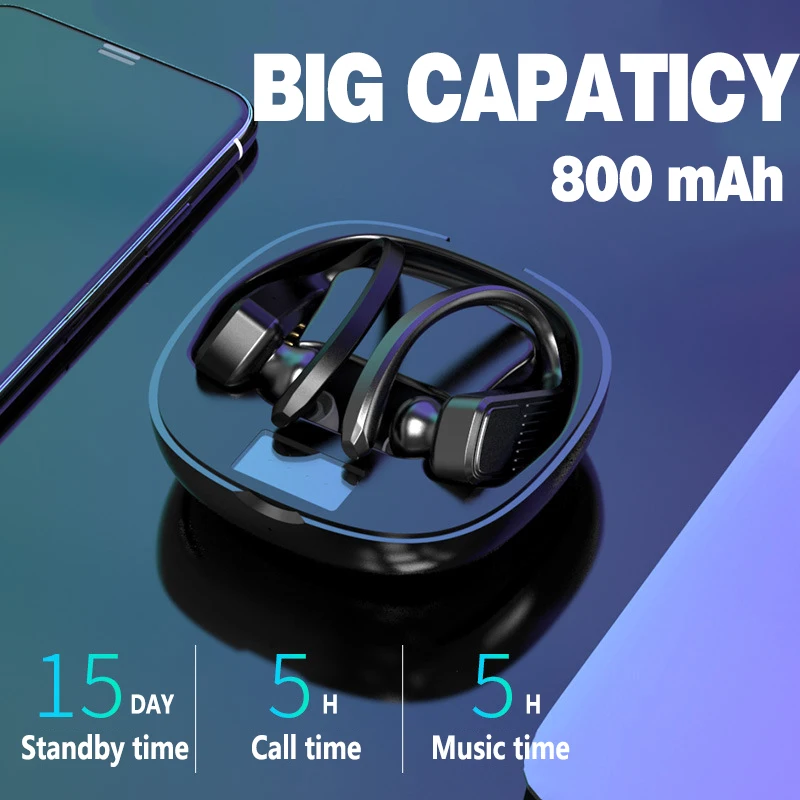 McGeSin спортивные наушники Bluetooth V5.0 беспроводные наушники T11Tws ушные крючки музыкальная гарнитура IPX5 водонепроницаемые наушники для бега с микрофоном