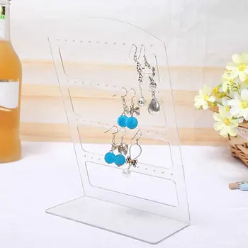 

Jewelry Display Pearl Storage Earring Stand Hooks Desktop Necklace Holder Acrylic Showcase Packaging Cards Home 24/48 Hole Stud